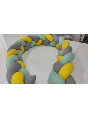 Meleğin Işıklı Topları 420 cm 3'lü Örgü Koruma /80X130 Anne Yanı Park Beşik - Yatak Koruyucu