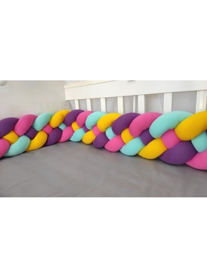 Meleğin Işıklı Topları 420 cm 4'lü Örgü Koruma /80X130 Anne Yanı Park Beşik - Yatak Koruyucu