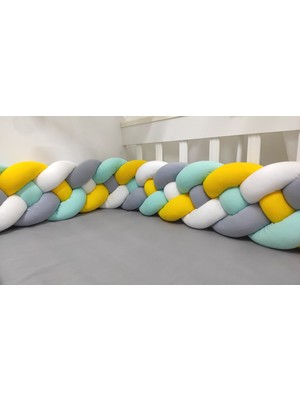 Meleğin Işıklı Topları 420 cm 4'lü Örgü Koruma /80X130 Anne Yanı Park Beşik - Yatak Koruyucu