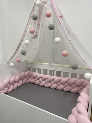 Meleğin Işıklı Topları 400 cm 4'lü Örgü Koruma /70X130 Anne Yanı Park Beşik - Yatak Koruyucu