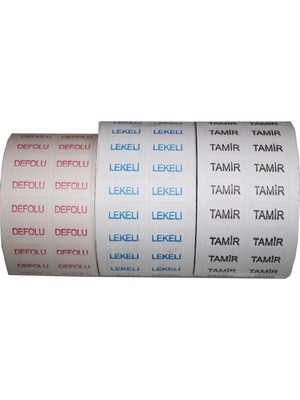 Hodbehod Tamir Lekeli Defolu Yapışkanlı Kontrol Etiketi 3 Lü Set