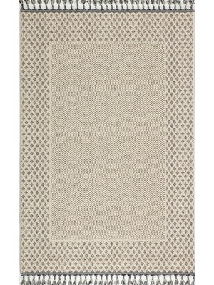 Gümüşsuyu  Deco Delta 12491 Dekoratif Iskandinav Desenli Saçaklı Krem Modern Yüksek Kalite Kilim Polllini Halı