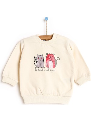 Hellobaby Basic Kız Bebek Şardonlu Iki Ip Baskılı Sweatshirt