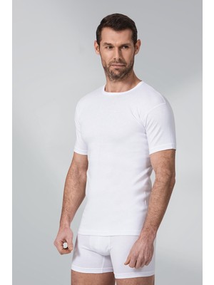 Namaldı 3'lü Paket 111 Ribana Erkek O Yaka Ince Biyeli Atlet Beyaz