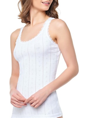 Tutku 6'lı Paket  0201 Jakarlı Geniş Askılı Kadın Atlet Beyaz