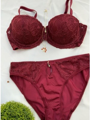 Le Jardin  5105 Straplez Balenli Destekli Sütyen Takımı Bordo