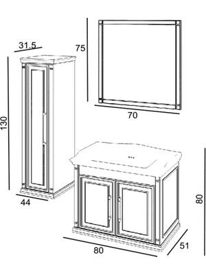 Denko Albatros 80 cm Mdf Beyaz Banyo Dolabı Takımı ve Boy Dolabı