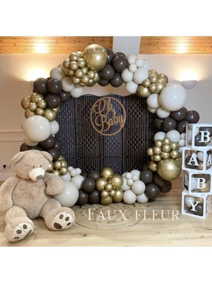 Best Parti Krom Gold Çikolata Kahve ve Beyaz Balon Balon Seti 50 Adet+5 mt Balon Zinciri
