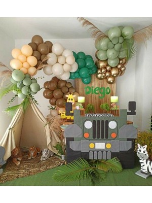 Best Parti Gold Yeşil Karamel Beyaz ve Ten Rengi Balon Zinciri 60 Adet+5 mt Balon Zinciri