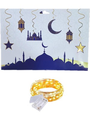 Masho Trend Camii Ramazan Afiş Banner + Peri LED - Camii Banner - Kaligrafi Hoş Geldin Ramazan Banner