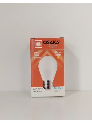 Osaka LED Ampül G45 E27 6W 230VOLT 540LM 3000K Sarı LED030