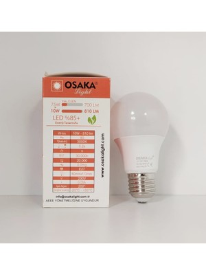 Osaka LED Ampül A602 E27 10W 230 Volt 810LM 3000K Sarı LED001