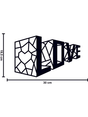 GünArt "3d Love Yazılı  Lazer Kesim Mdf -  30X19 Cm"