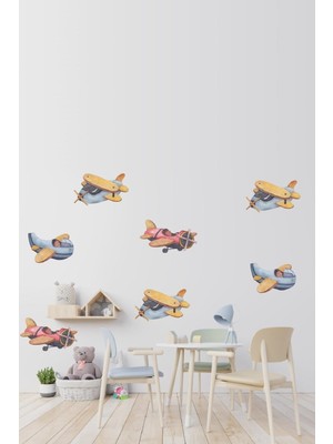 Minik Uçaklar Pastel Renkler Bebek ve Çocuk Odası Duvar Sticker