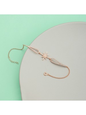 Ravza Gümüş 925 Ayar Gümüş Kanatlı Beyaz Taşlı Kutup Yıldızı Bileklik