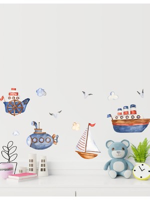 Gemiler ve Denizaltı Temalı Duvar Sticker Seti