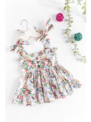 Babymod Çiçek Desenli Askılı Yazlık Kız Bebek/çocuk Elbise