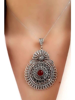 Ose Shop Akik Taşlı 925 Ayar Gümüş El Işi Kolye