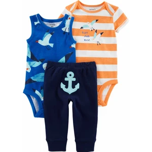 Erkek Bebek Çapa Desenli 3'lü Set 3'lü Paket Mavi