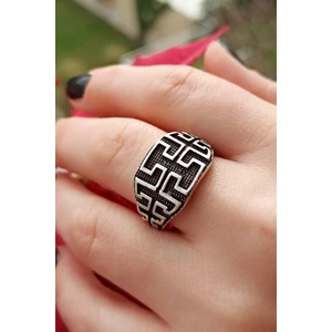 Fildişi Aksesuar Antik Gümüş Kaplama Labirent Şekilli Unisex Yüzük