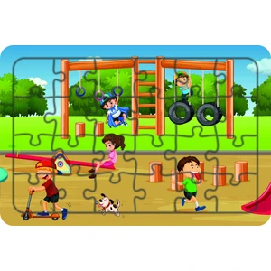 Güven Serigrafi Parktaki Çocuklar 24 Parça Ahşap Çocuk Puzzle Yapboz Model 2