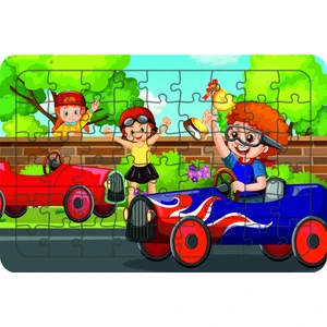 Güven Serigrafi Yarışcı Çocuklar 54 Parça Ahşap Çocuk Puzzle Yapboz