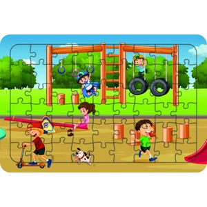 Güven Serigrafi Parktaki Çocuklar 54 Parça Ahşap Çocuk Puzzle Yapboz Model 2