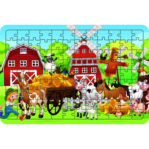 Güven Serigrafi Hayvanlar 108 Parça Ahşap Çocuk Puzzle Yapboz Model 18