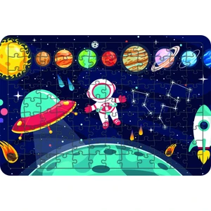 Güven Serigrafi Uzay ve Astronot 108 Parça Ahşap Çocuk Puzzle Yapboz