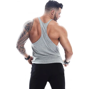 Erkek Gri Power Fitness Gym Tank Top Sporcu Atleti