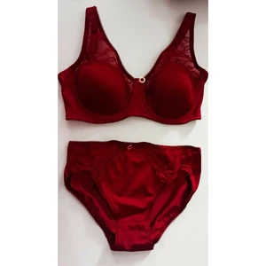 Le Jardin  5035 Soft Kapli Dantel Geniş Aski Sütyen Takım Bordo