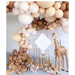 Best Parti Karamel Ten Çikolata Kahve Beyaz Pastel Renk Balon Zinciri 50 Adet+5 mt Balon Zinciri