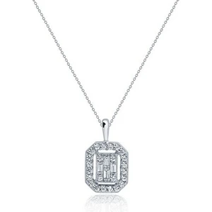 Diamond Line-Gülaylar 8 Ayar Beyaz Altın Baget Taşlı Kolye