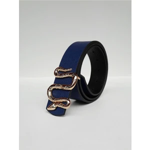 Yılan Tokalı Lacivert Kadın Kemer Gold Toka KX0004