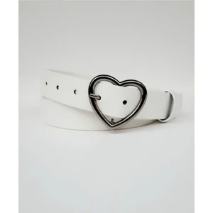 Kadın Beyaz Kalp Tokalı Kemer KALP14
