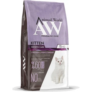 Animal World Kitten Tavuk – Balık ve Karidesli Yavru Kedi Maması 15 kg