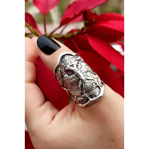 Fildişi Aksesuar Antik Gümüş Kaplama Çift Başlı Kartal Şekilli El Yapımı Ayarlanabilir Erkek Yüzük