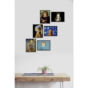 Kedi 6 Parça Mdf Tablo