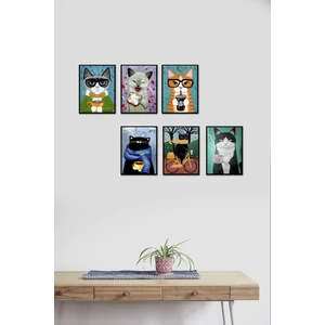 Kedi 6 Parça Mdf Tablo