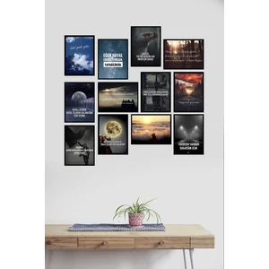 Motivasyon Cümleleri 12 Parça Mdf Tablo