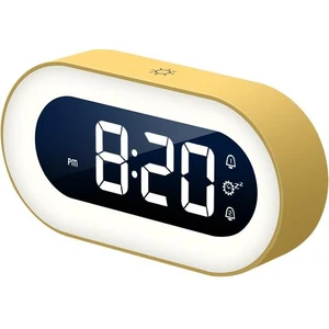 LED Dijital Çalar Saat Ses Kontrolü Gece Işığı Tasarımı Masaüstü Saati Sarı