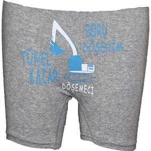 Tünel Kazar Boru Döşerim Komik Baskılı Gri Erkek Boxerr