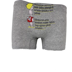 Çocuk Baskılı Komik Erkek Boxer Gri