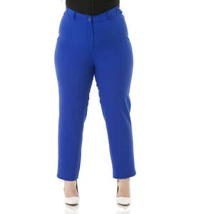 Disentis Modest Büyük Beden Beli Yanlardan Lastikli Fermuarlı Paçası Yırtmaçlı Indigo Pantolon