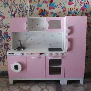Boran Ahşap Işıklı Pembe Mutfak