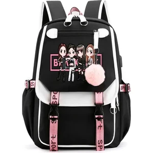 Venta Caliente Kore Juvenil Blackpink Temalı Sırt Çantası USB Bağlantı Noktası ile (Yurt Dışından)