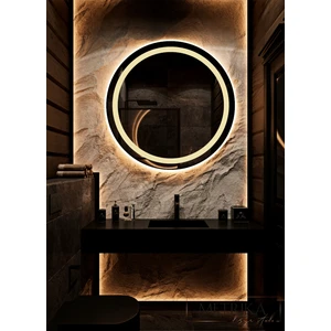 Nuun Dekor LED Işıklı Kumlamalı Yuvarlak Ayna - Trafolu