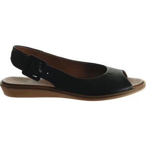 Bueno Shoes Siyah Khv-Bej Deri Kadın Düz Sandalet
