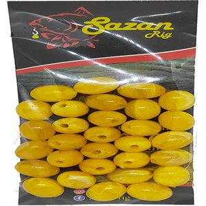 Sr Sazanrig Oval Boncuk Ebruli Açık Sarı 14 mm (Dar  Delik)