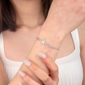 Miavi Silver 925 Ayar Gümüş Doç Zincirli Trapez Bileklik